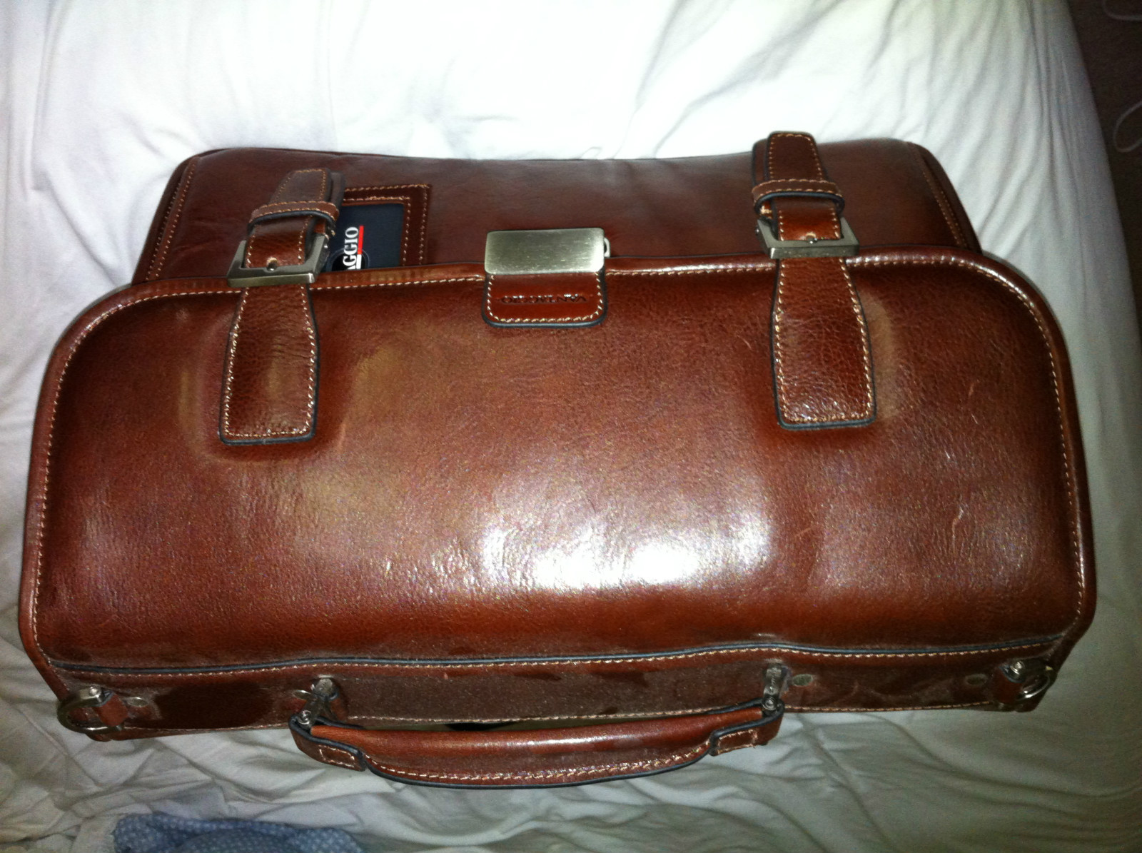 Brief case NWT Vantaggio leather flap buckled bag, high ended bag