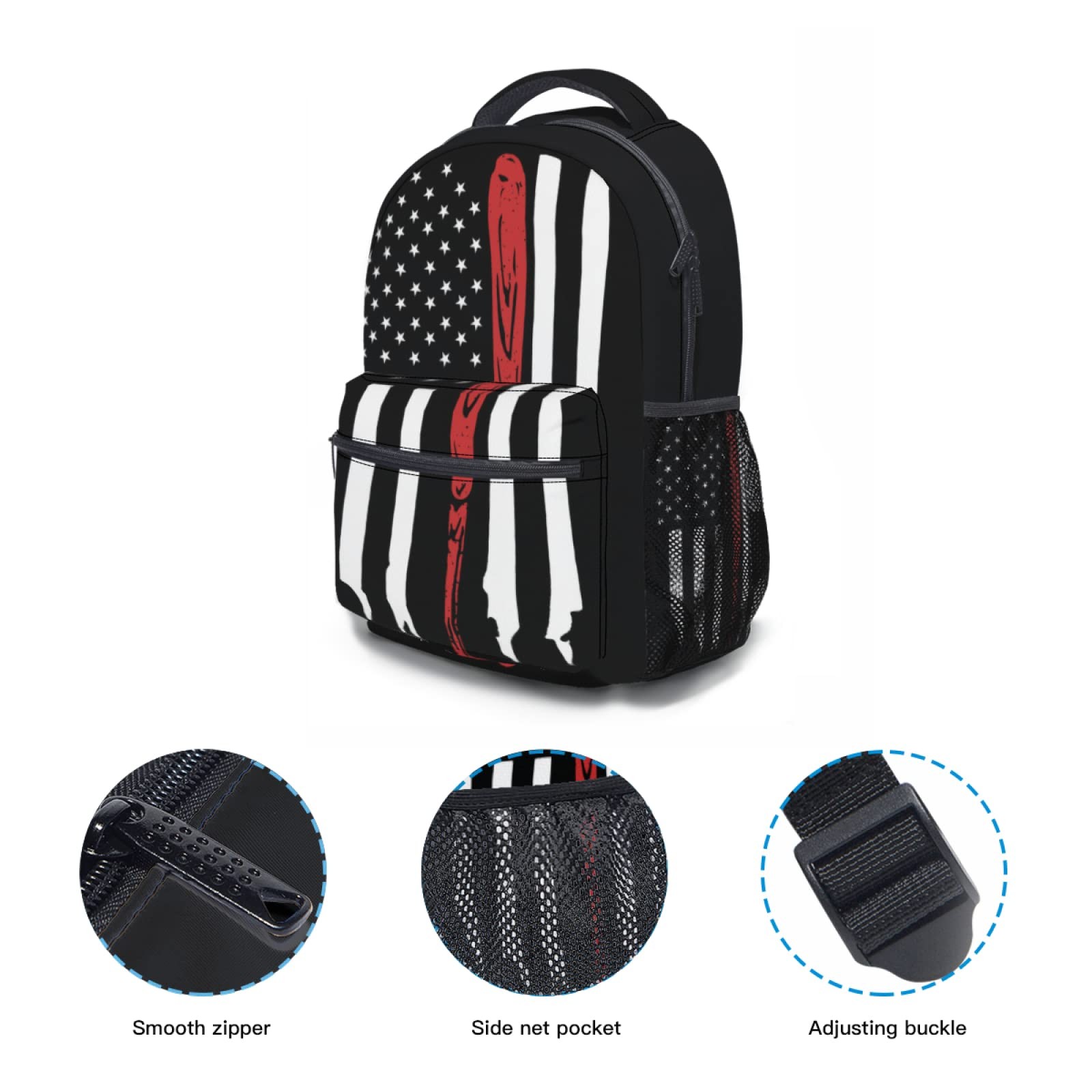 America Flag Baseball Backpack for Boys Girls School Teenages, Casual School …