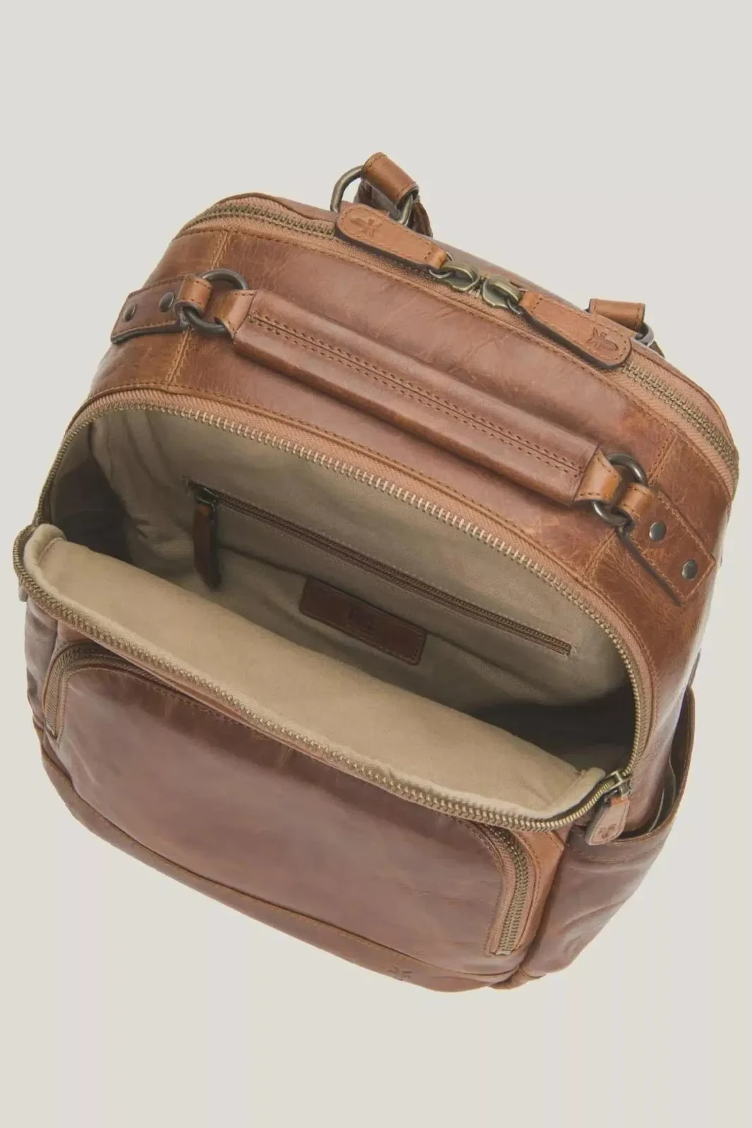 FRYE Leather Backpack -Logan Model Frye Mens Logan Backpack Bag Cognac One Size