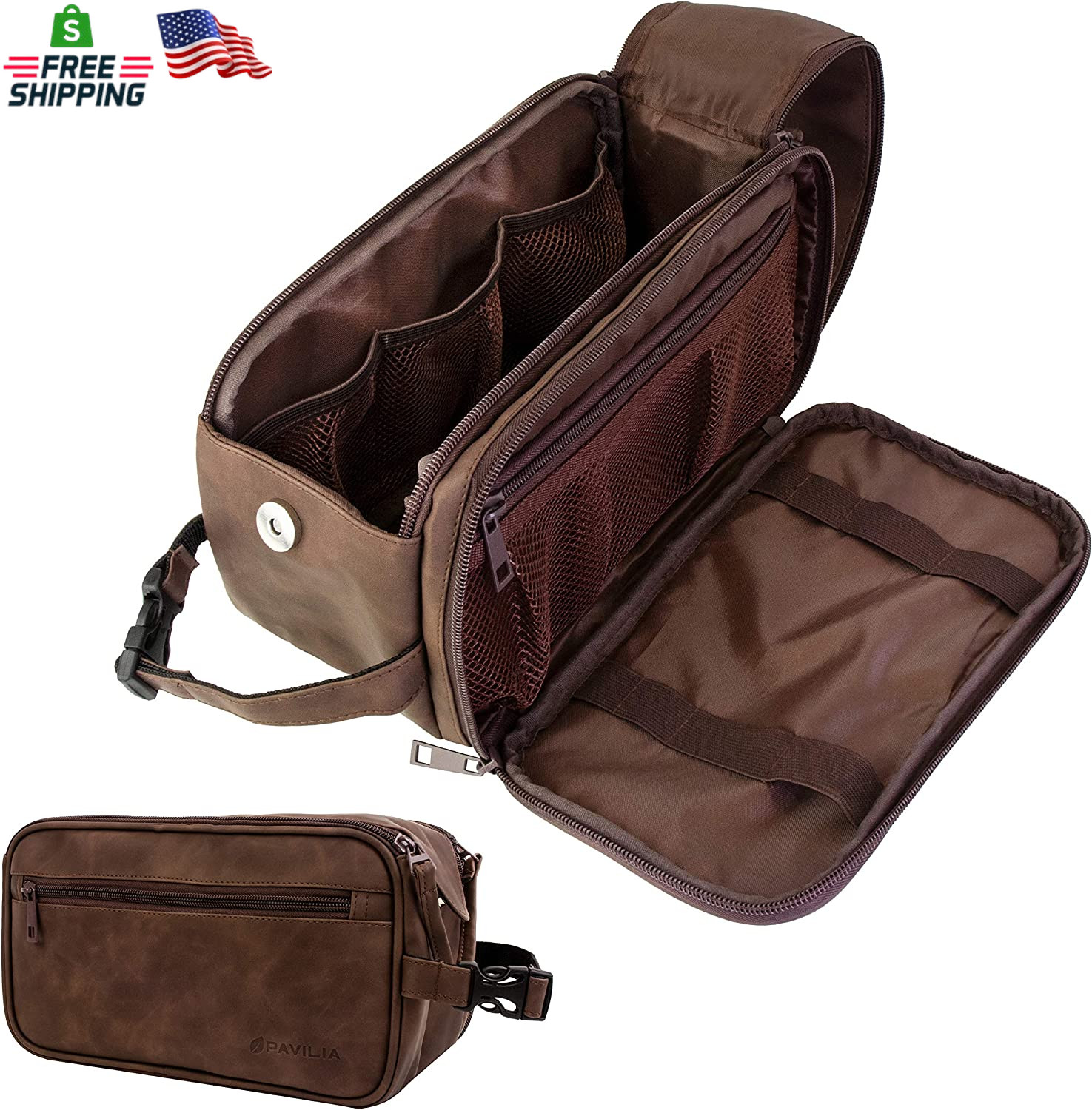 PAVILIA Toiletry Bag for Men, Travel Essentials Shaving Dopp Kit, Mens Travel Ba