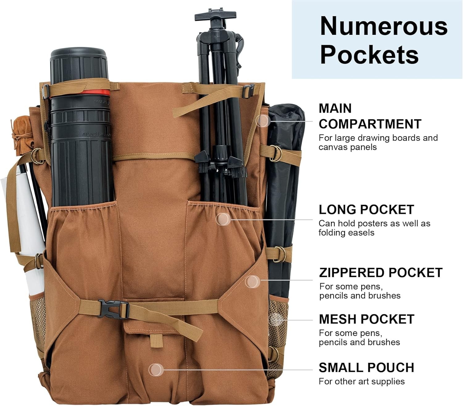 Heavy Duty Plein Air Artist Backpack with Handheld Strap, Art Supply Tote Bag…