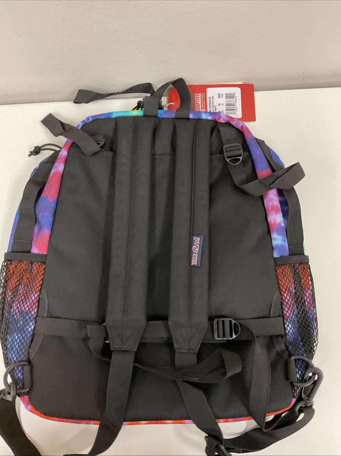 JanSport Red Multi Hippie Days Adaptive Backpack, Works w/ Mobility Devices New