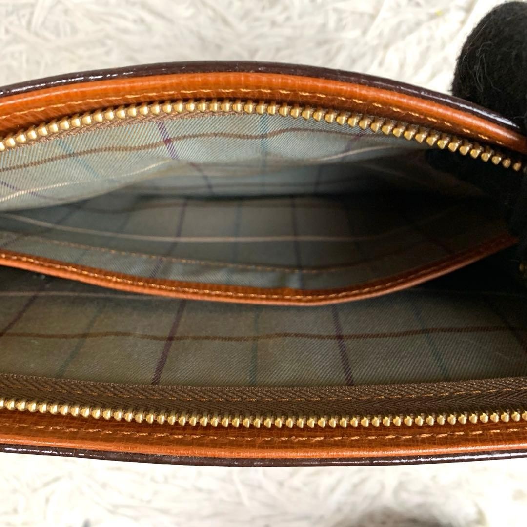 Authentic Burberry Leather Clutch Bag Brown 18cm x 25cm with Strap, Slight Wear