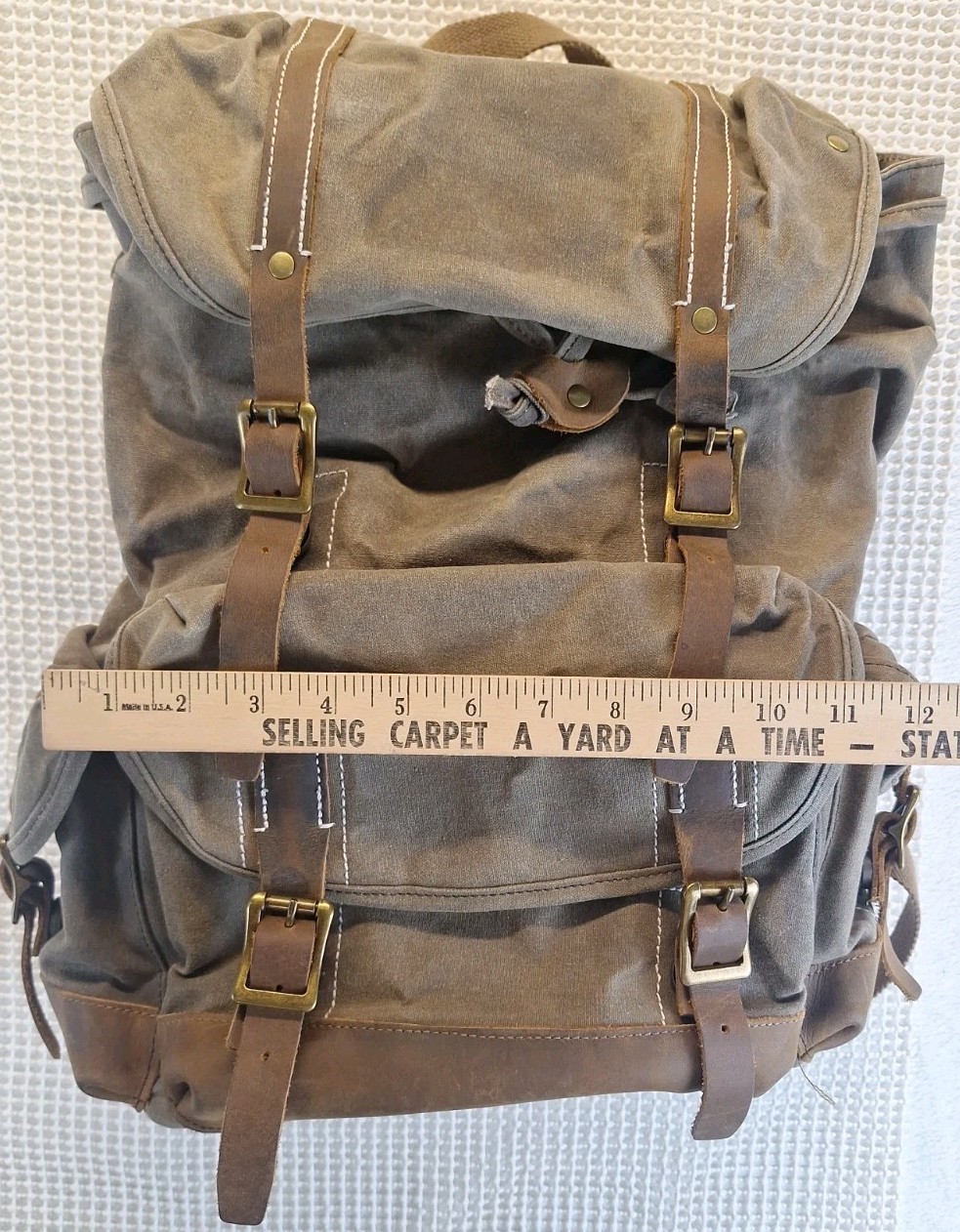 Brass Tacks Waxed Canvas Leather Rucksack Backpack Travel Hiking Camping School