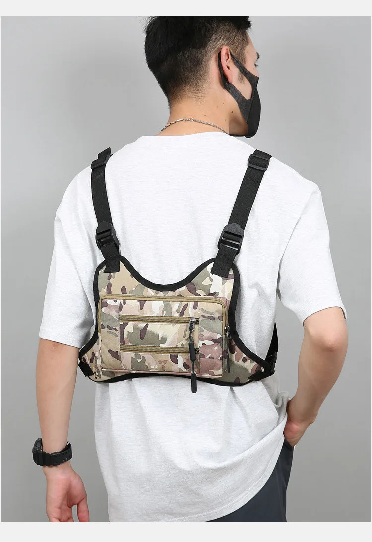 Multi Purpose Tactical Chest Pack Outdoor Men Cycling Vest Bag Digital Camo Spor