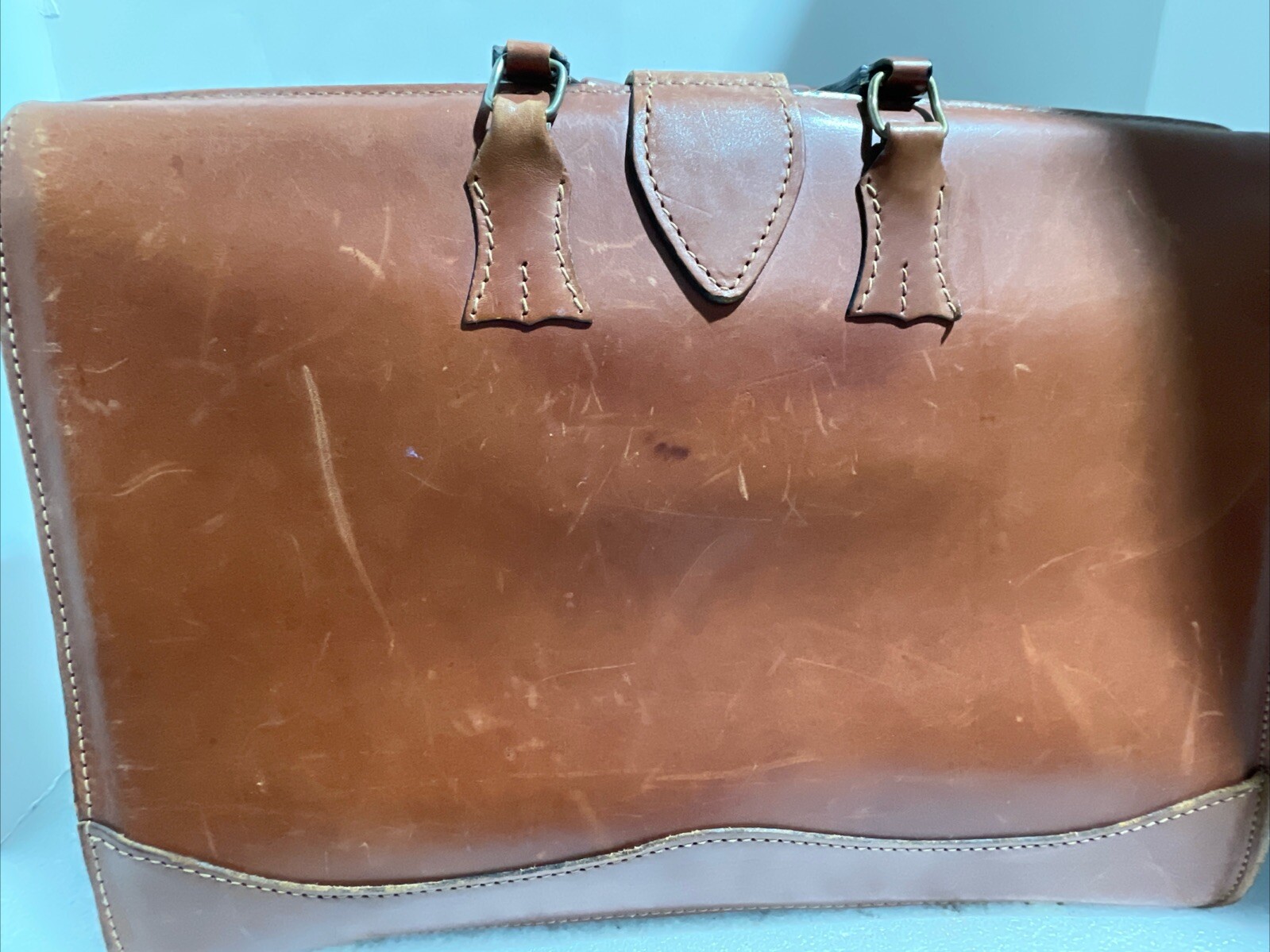 Schlesinger Leather Attache Briefcase Locking 3 dial combo 18 x 13x 7 in. Brown