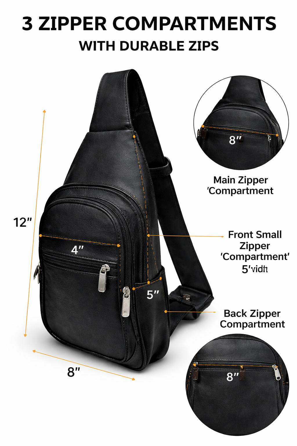 Generic Unisex Full Grain Genuine Leather Crossbody Sling Backpack, Sling Bag