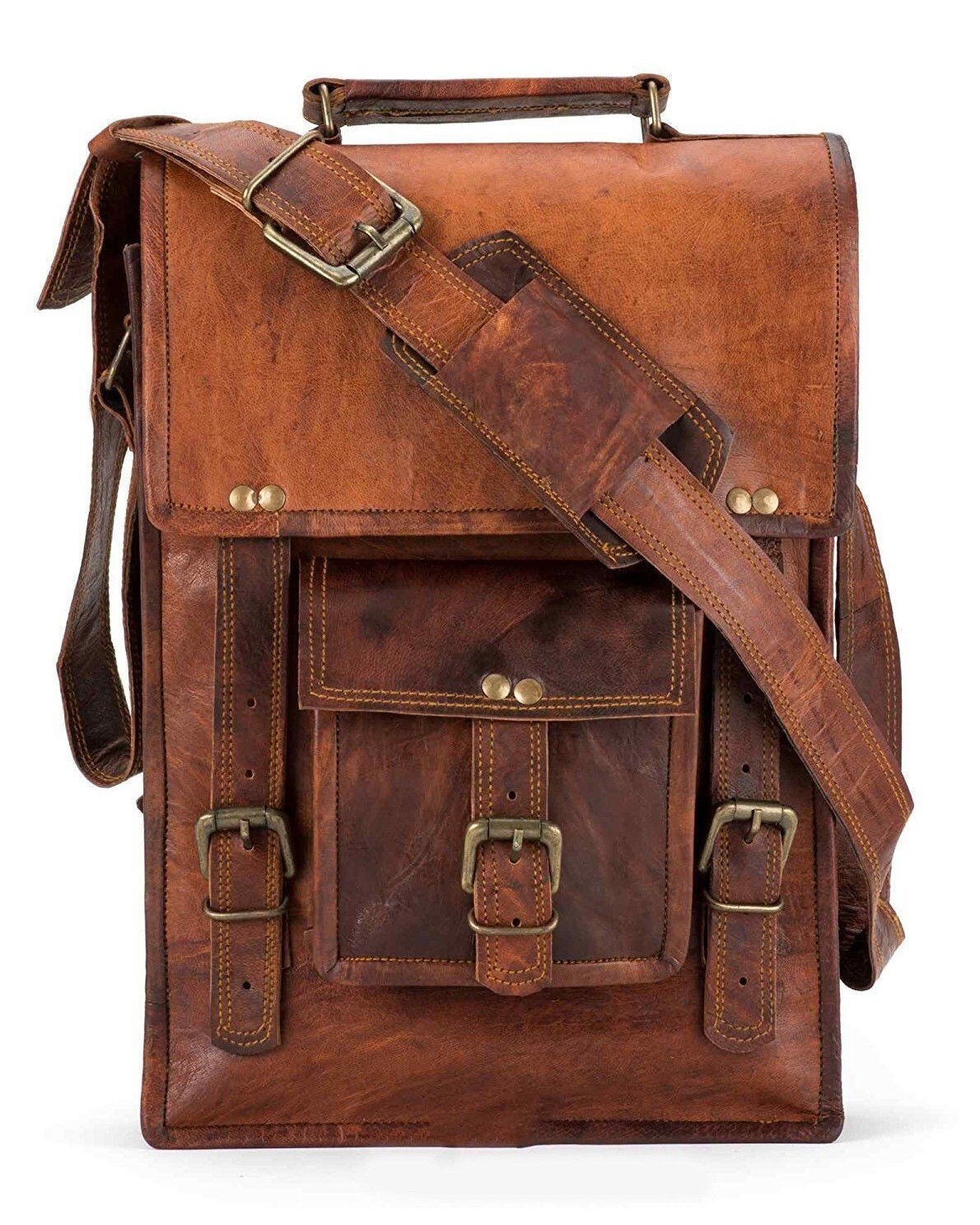 Handmade Men’s Genuine Leather Vintage Laptop Messenger Briefcase Bag Satchel