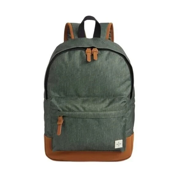 SUN + STONE Mens Riley Heathered Shoulder Strap Backpack Bag Green NWT
