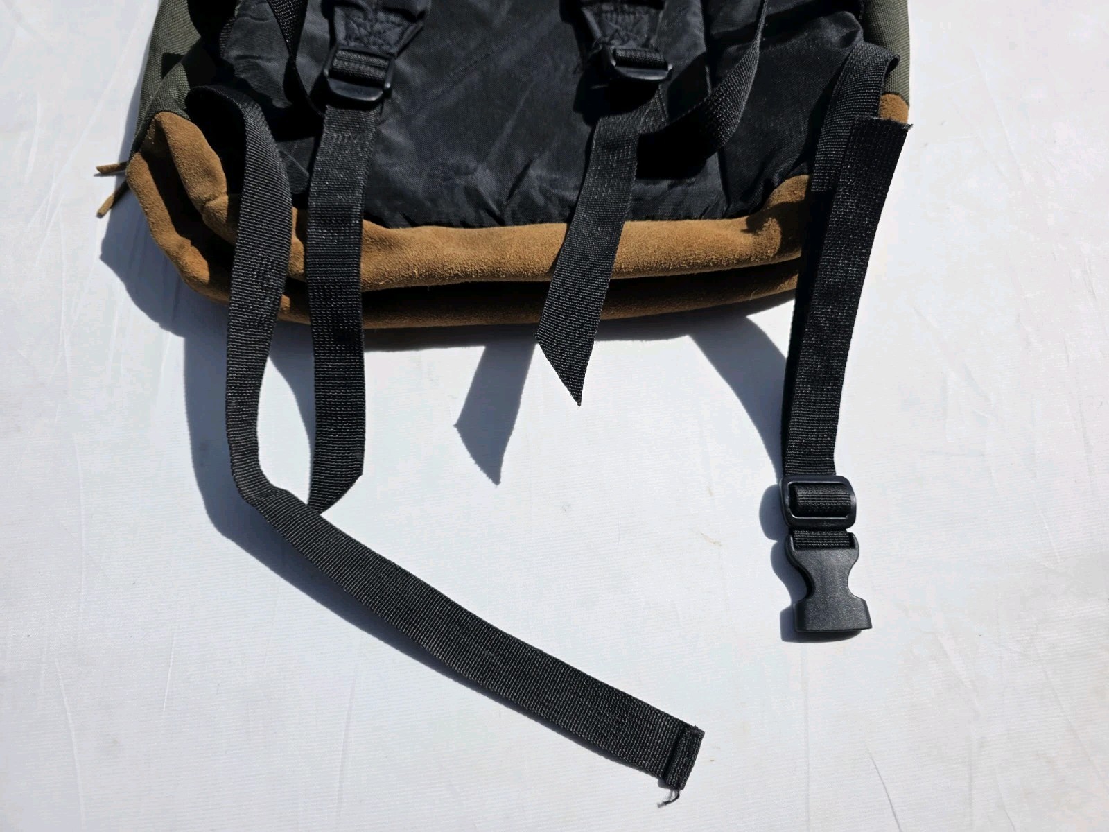 Jansport Suede Leather Bottom Backpack Green Classic School Hiking
