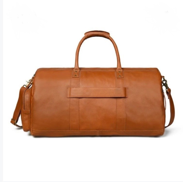 Leather Duffel Bag, Brown Full-Grain Leather, Travel bags with Adjustable Strap
