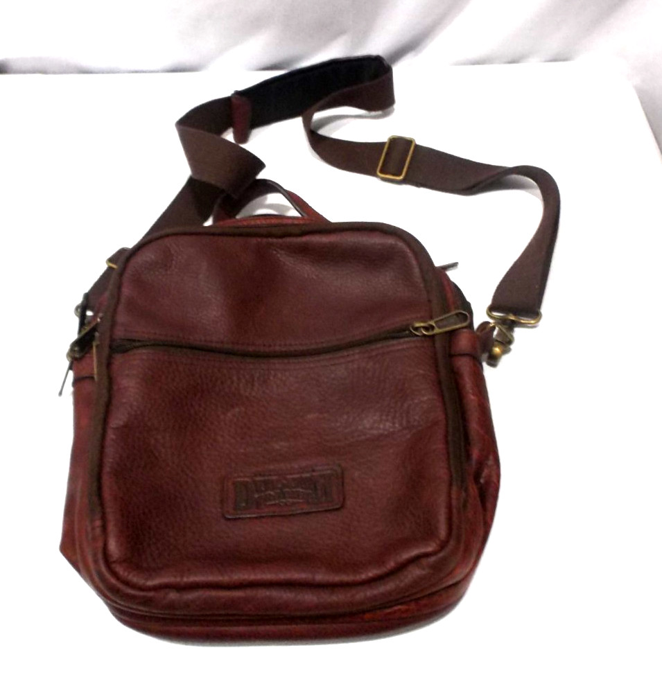 Duluth Trading Company Leather Travel Bag Messenger Crossbody Pebbled Brown