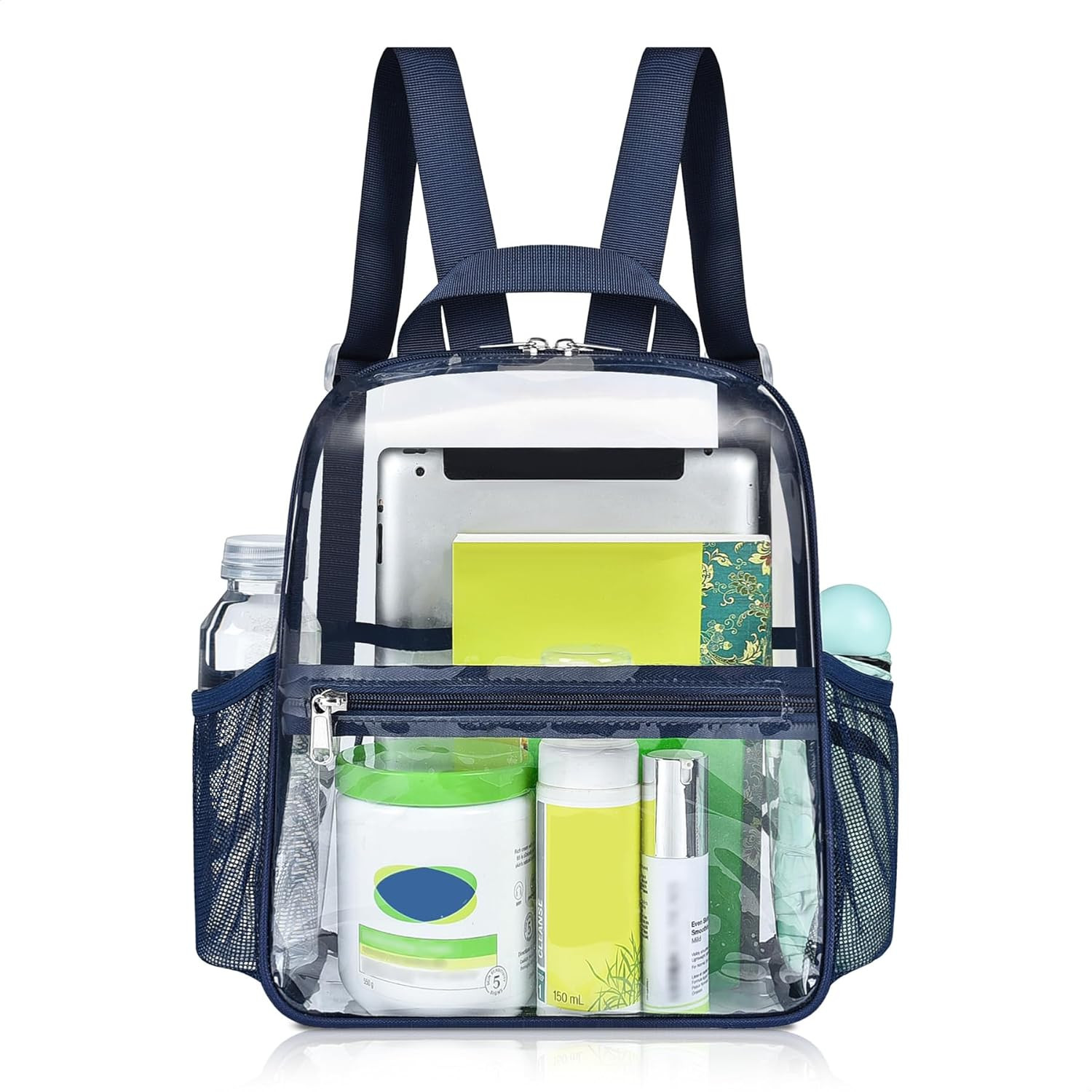 Clear Backpack 12X12X6, Stadium Approved Small Bag | for Women Men, Dual Bottle