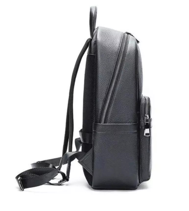 “Men’s Genuine Leather Backpack Business School Laptop Waterproof Travel Bag”