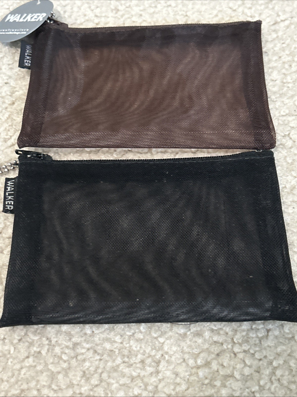 NWT Walker San Francisco Mesh Pouches ID Wallet Set 2 Black Brown Travel USA 5×4