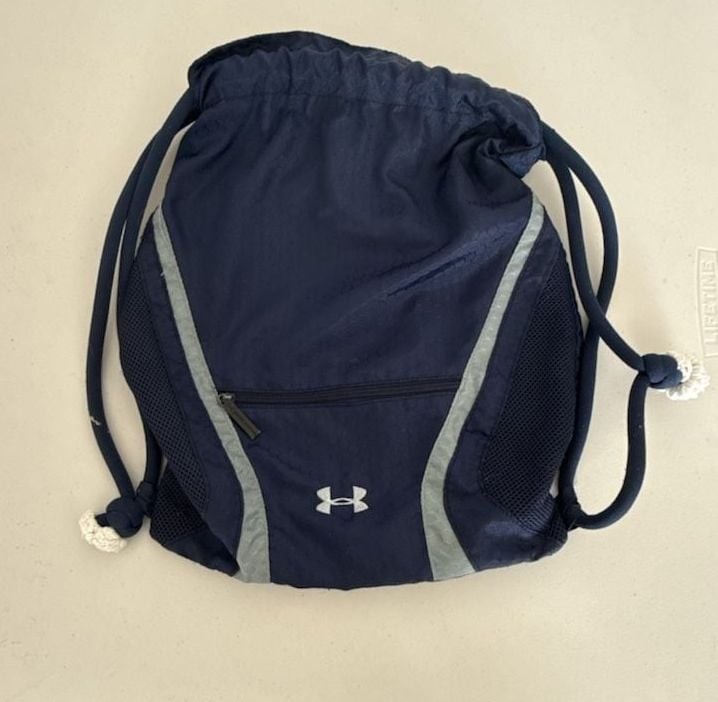 Under Armour Navy Blue and Gray Ozsee Sackpack Drawstring Gym Bag
