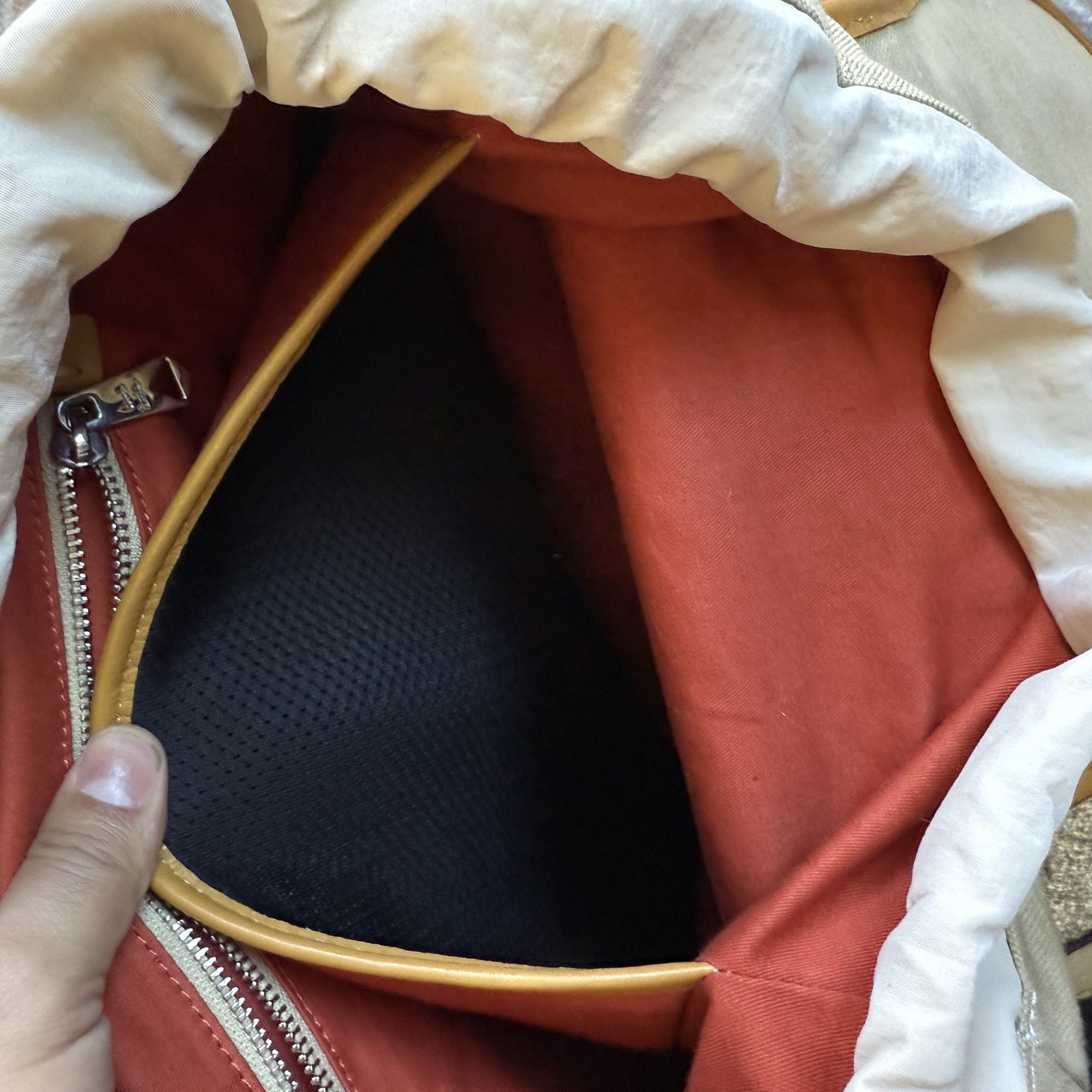 Paul Smith Canvas Backpack In Sand Beige Cotton Linen Blend Leather Trim $675