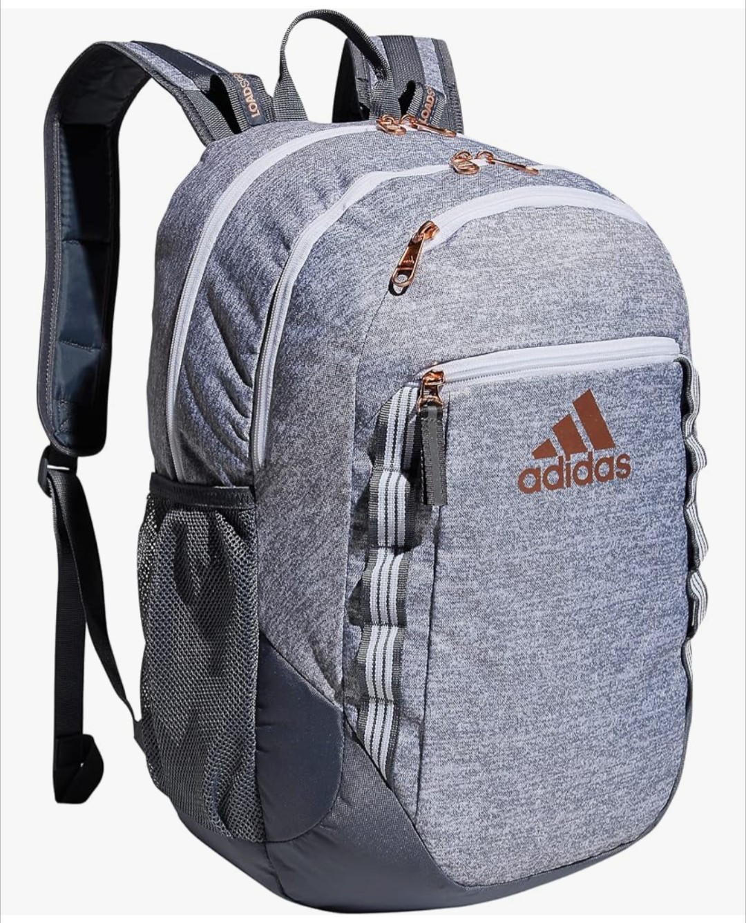 NWT Adidas Excel 6 Backpack School Laptop Jersey Grey/Onix Grey/Rose Gold OSFA