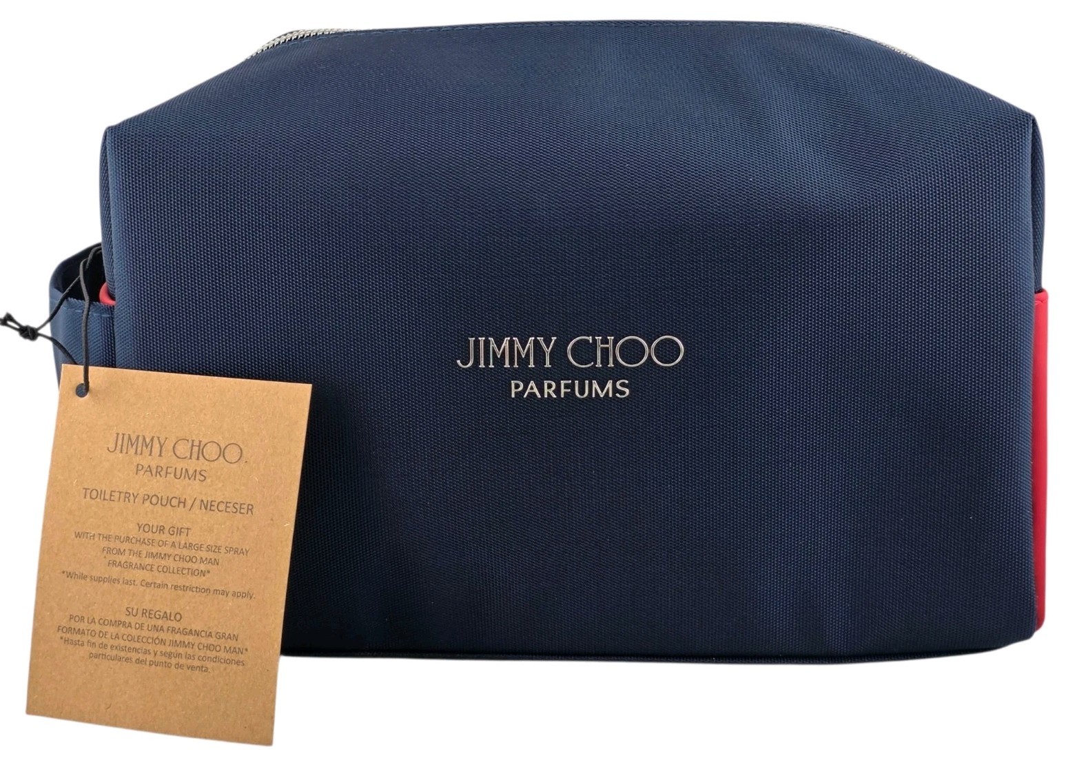 JIMMY CHOO MAN BLUE TRAVEL SIZE BAG MENS ELEGANT TOILETRY POUCH NEW 9″ X 5″ X 4″