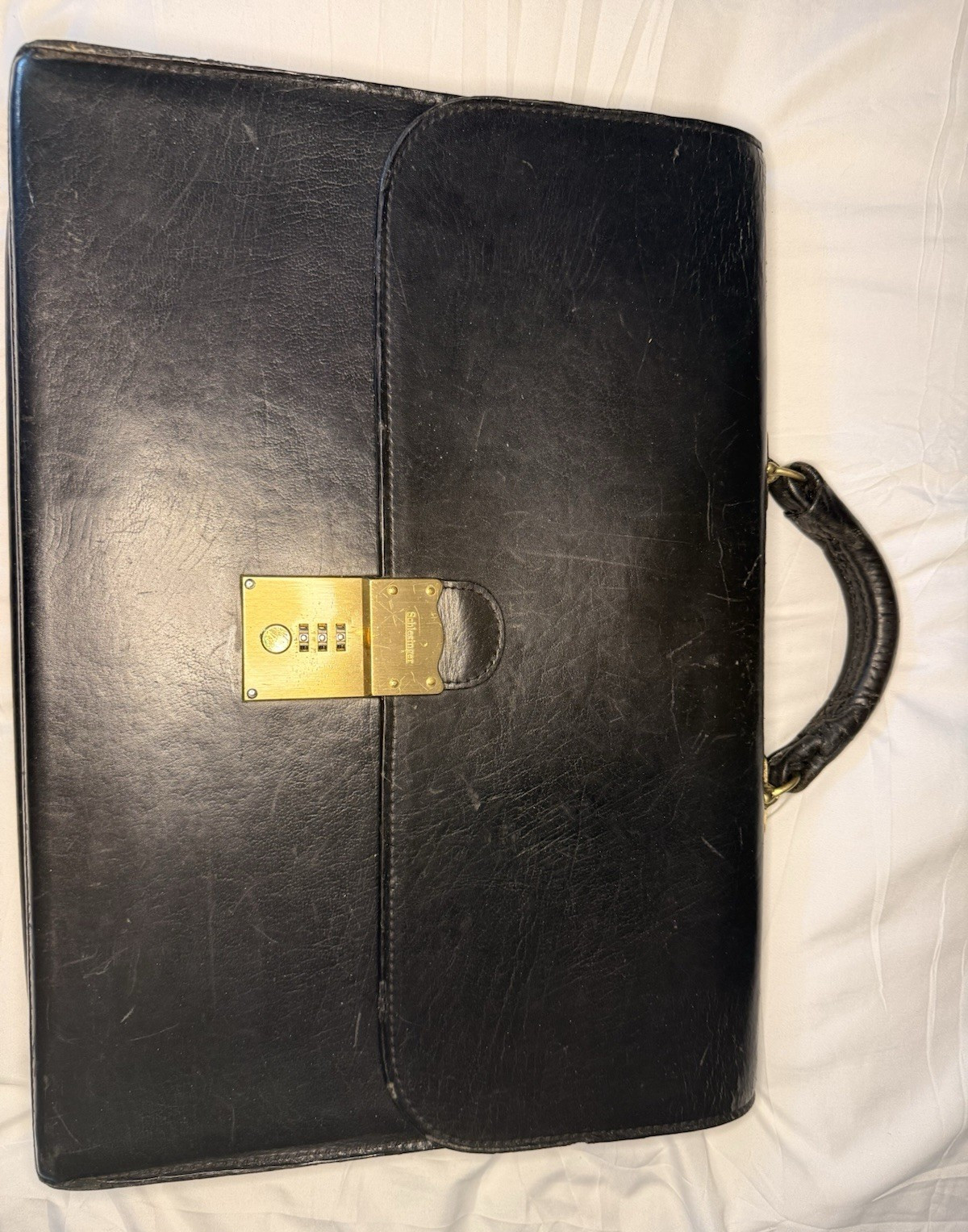 Schlesinger Men’s Black Large Briefcase Combination Lock Organizer Dividers