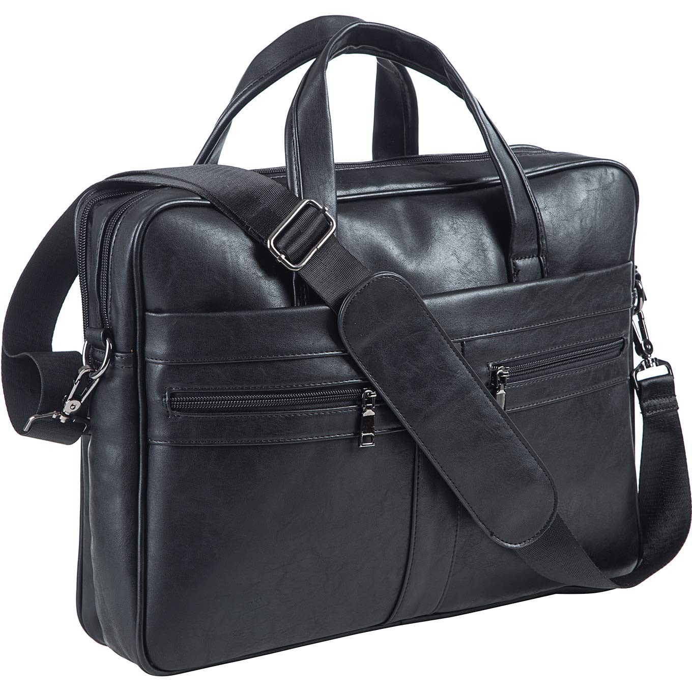 Men’s Leather Messenger Bag, 17.3 Inches Laptop Briefcase Business Satchel Co…