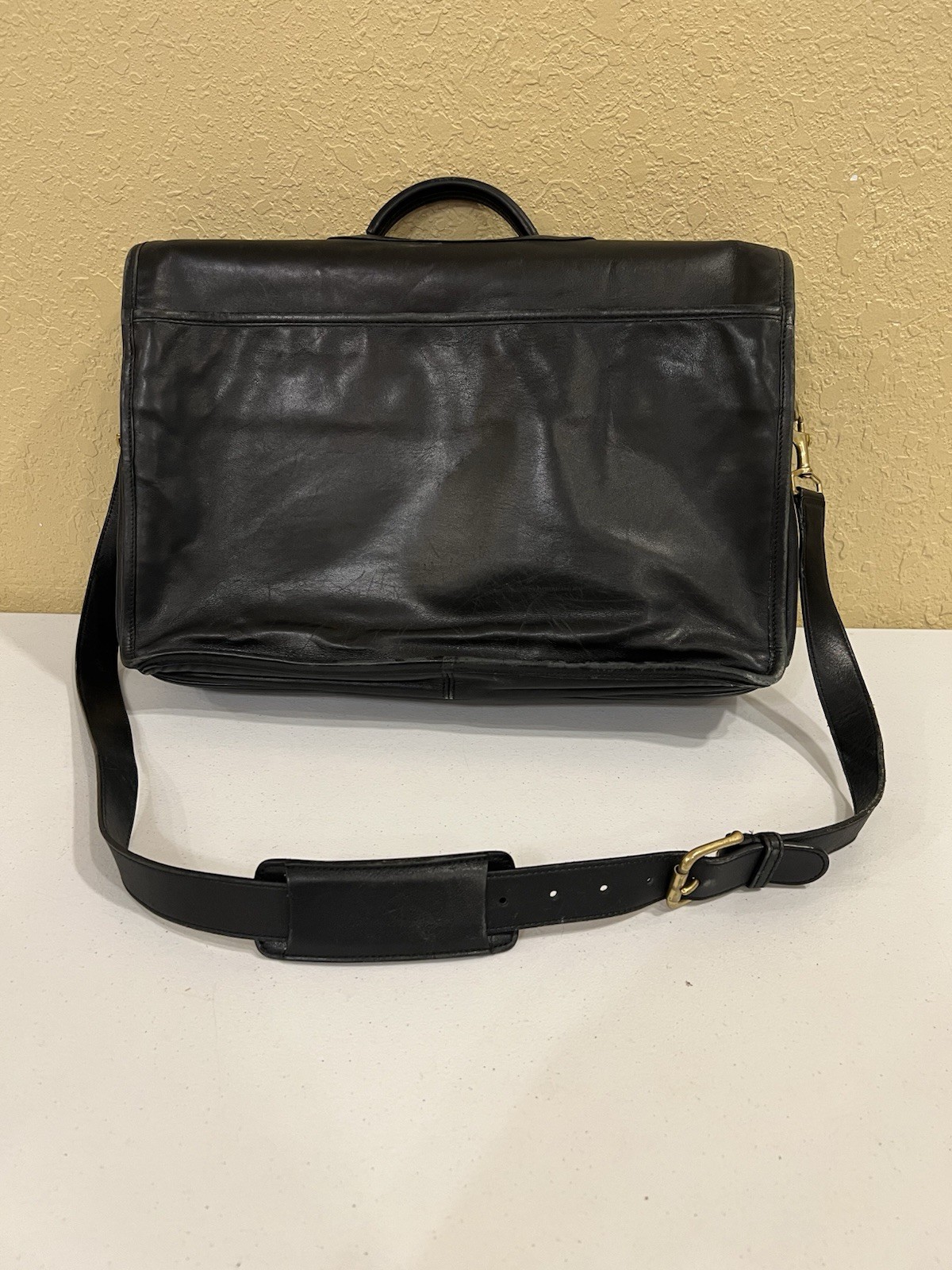 COACH Prescott Diplomat Black Leather Briefcase 0532 Turnlock Organizer Laptop