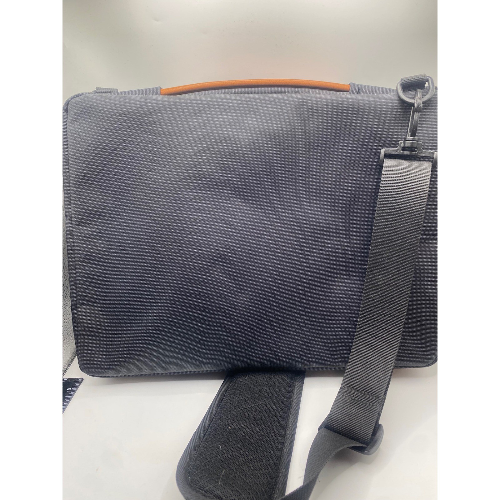 tomtoc Black Tech Laptop Messenger Bag Orange Handle Shoulder Strap Men’s