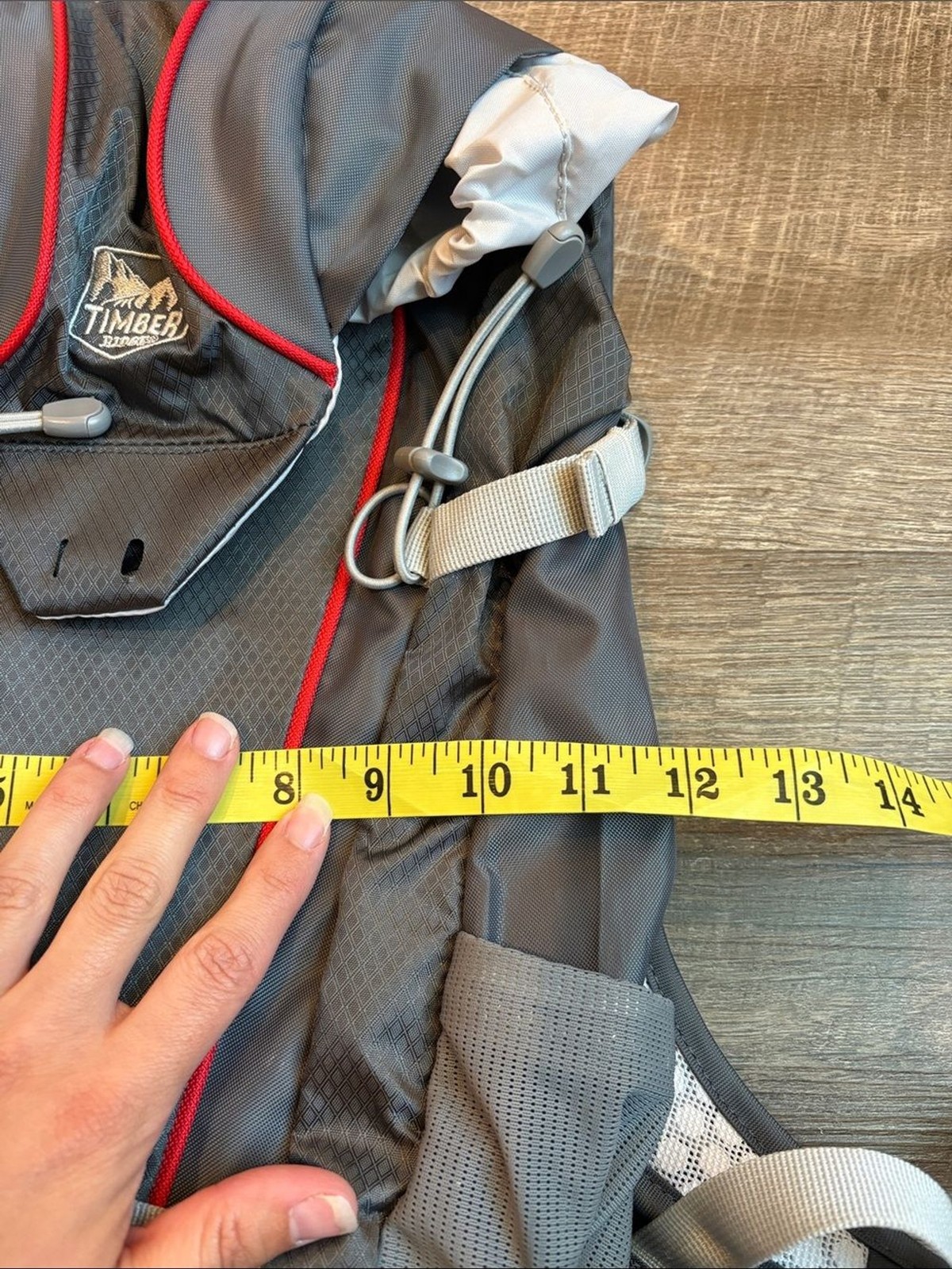 Timber Ridge Bendeleben 15L Backpack Gray Red Lightweight Hiking Day Pack