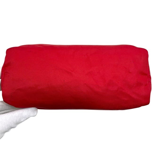 Prada pouch, red Tessuto leather, nylon, used, size 60, PRADA zipper,