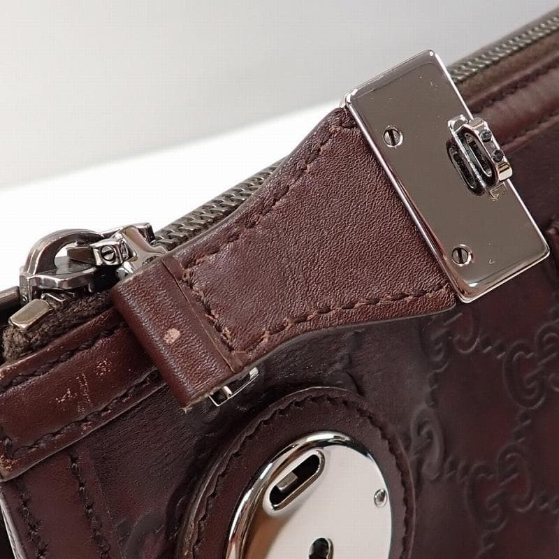 GUCCI Guccissima Dark Brown Men’s Second Bag Clutch Bag Used