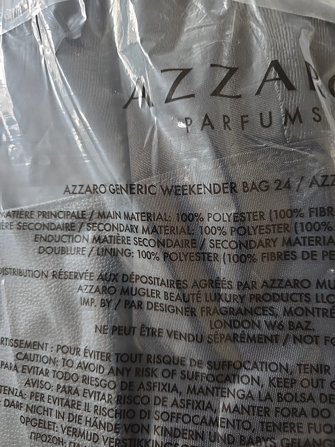 Azzaro generic weekend, duffle, travel bag NWT