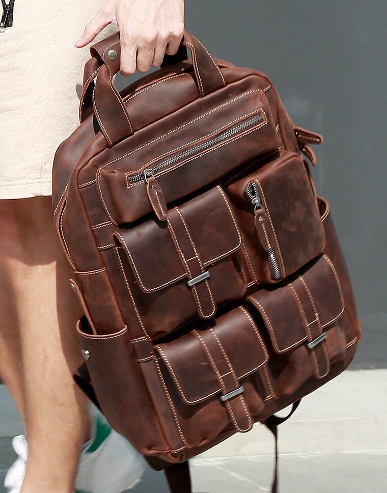 Genuine Leather Canvas Retro Backpacks | Laptop Shoulder Bags