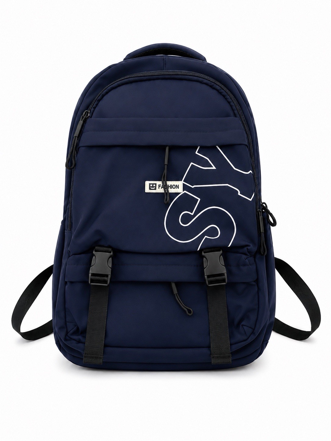 Men’s Navy Blue Backpack w/ Zip & Buckle Closure, WateAdjustable Straps