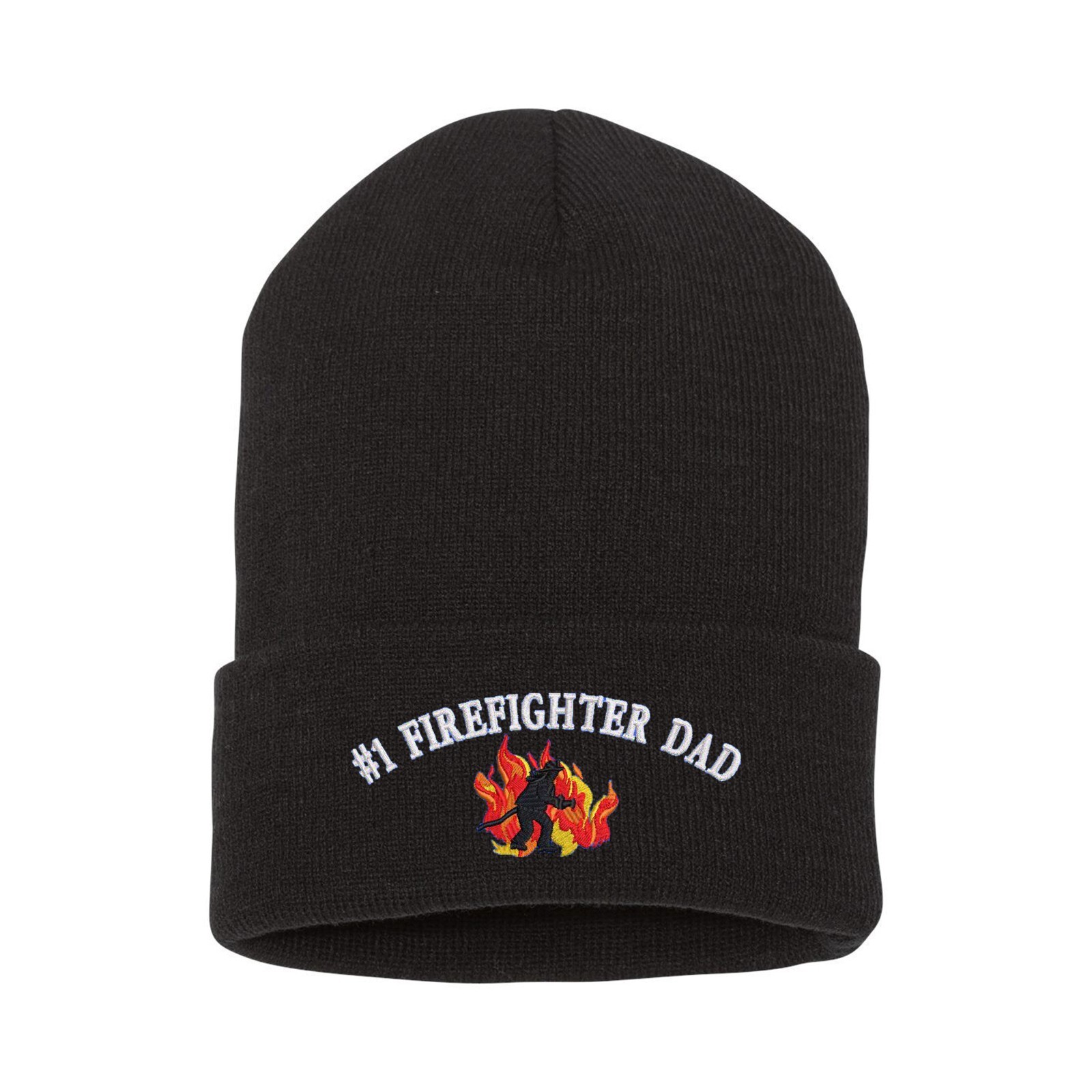 #1 Firefighter dad embroidered beanie hat, custom embroidered winter beanie