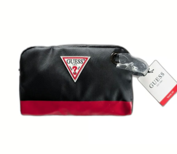 NWT Mens GUESS Black/Red Toiletry Travel Shave Case DOPP Bag MSRP: $42