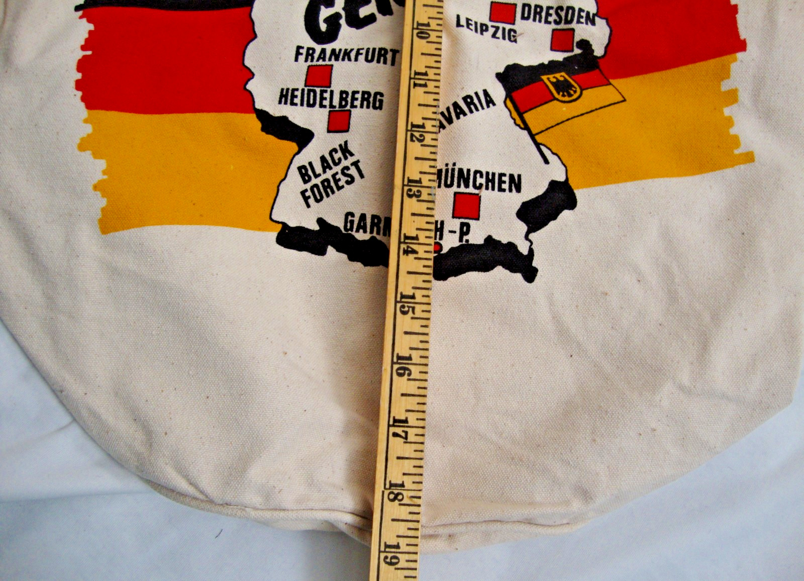 Khaki Canvas Drawstring 2 Backpacks Germany Vintage Souvenir Tourist Travel NEW