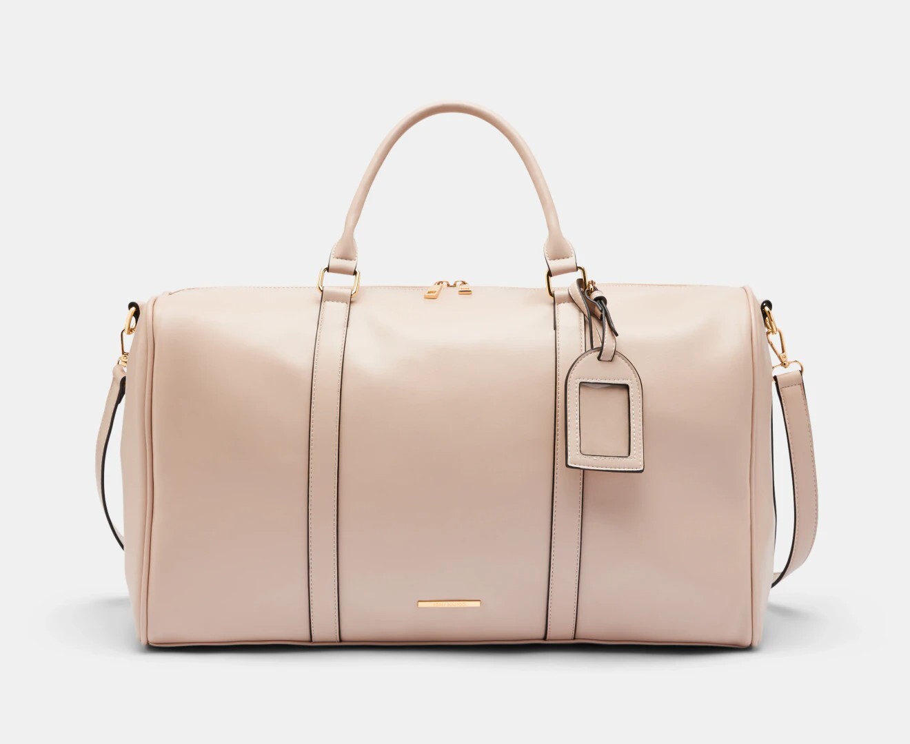 TONY BIANCO Harper Weekender Travel Bag PU Leather Large – Beige Grey