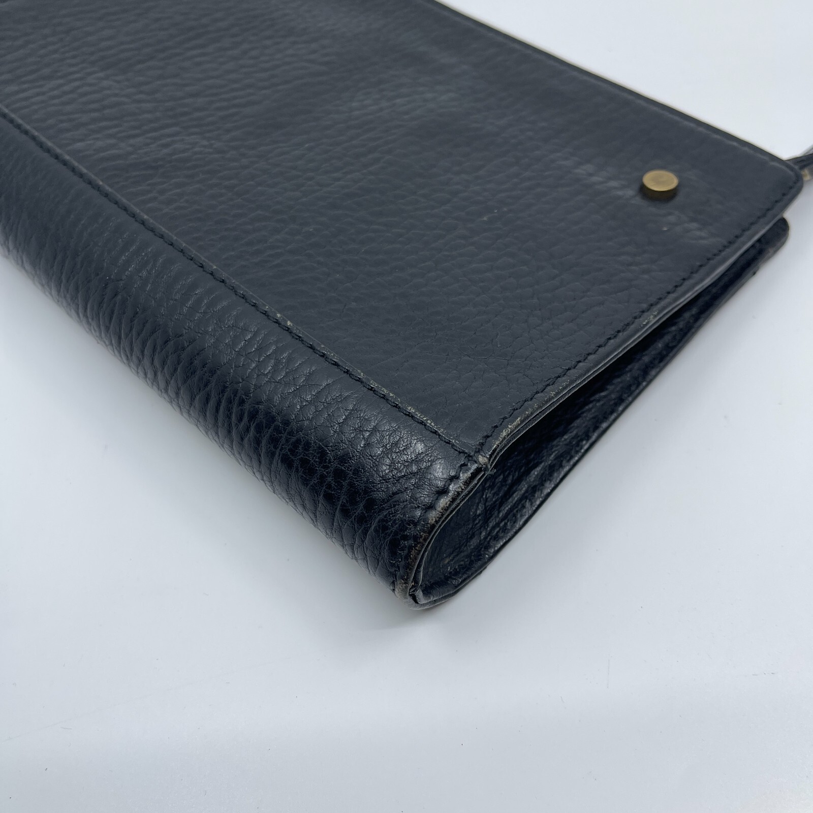 Burberry Black Leather Clutch Bag Check men’s Auth From Japan