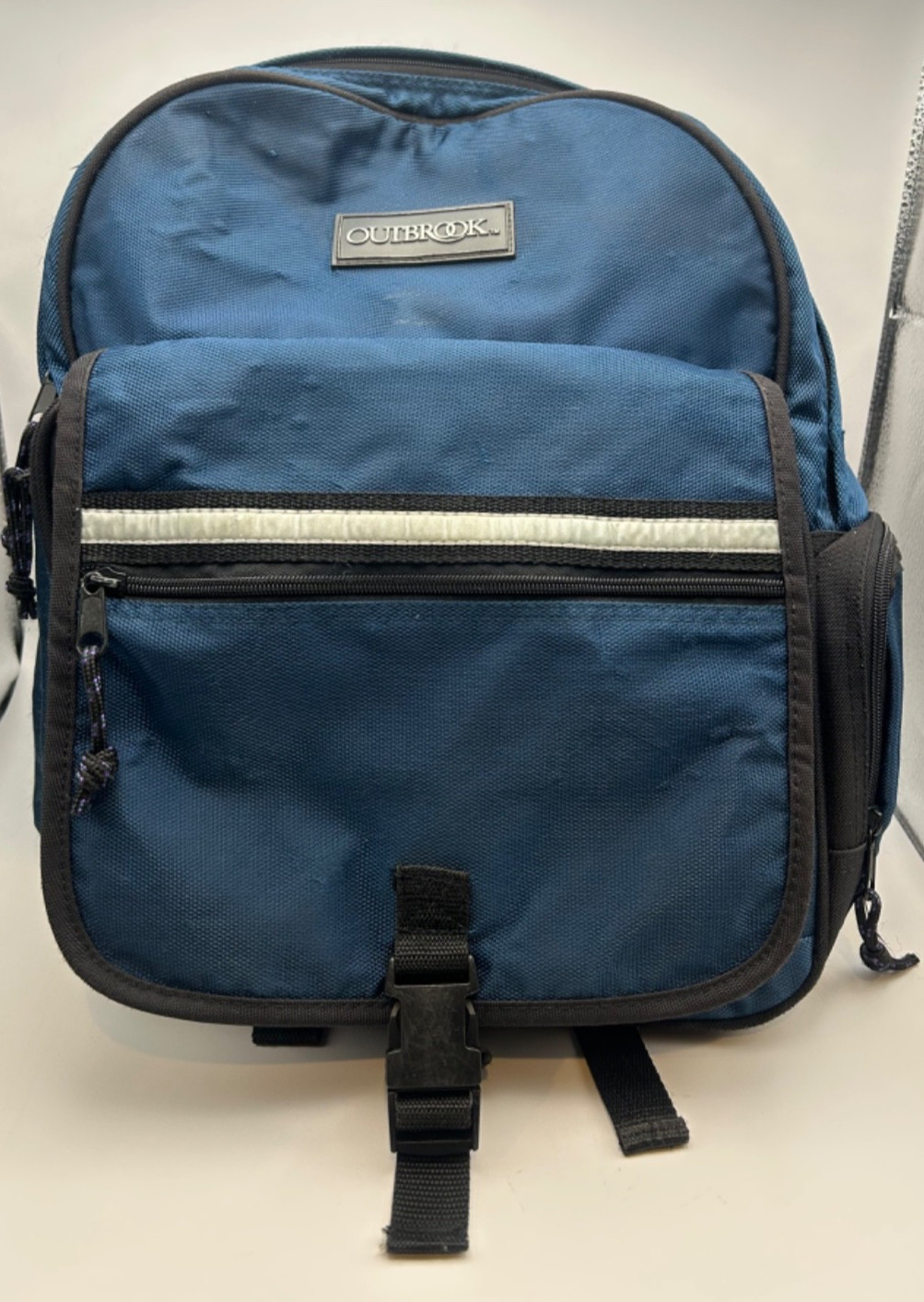 Vintage 90s Blue Backpack Nylon School Book Bag Travel Casual Lightweight
