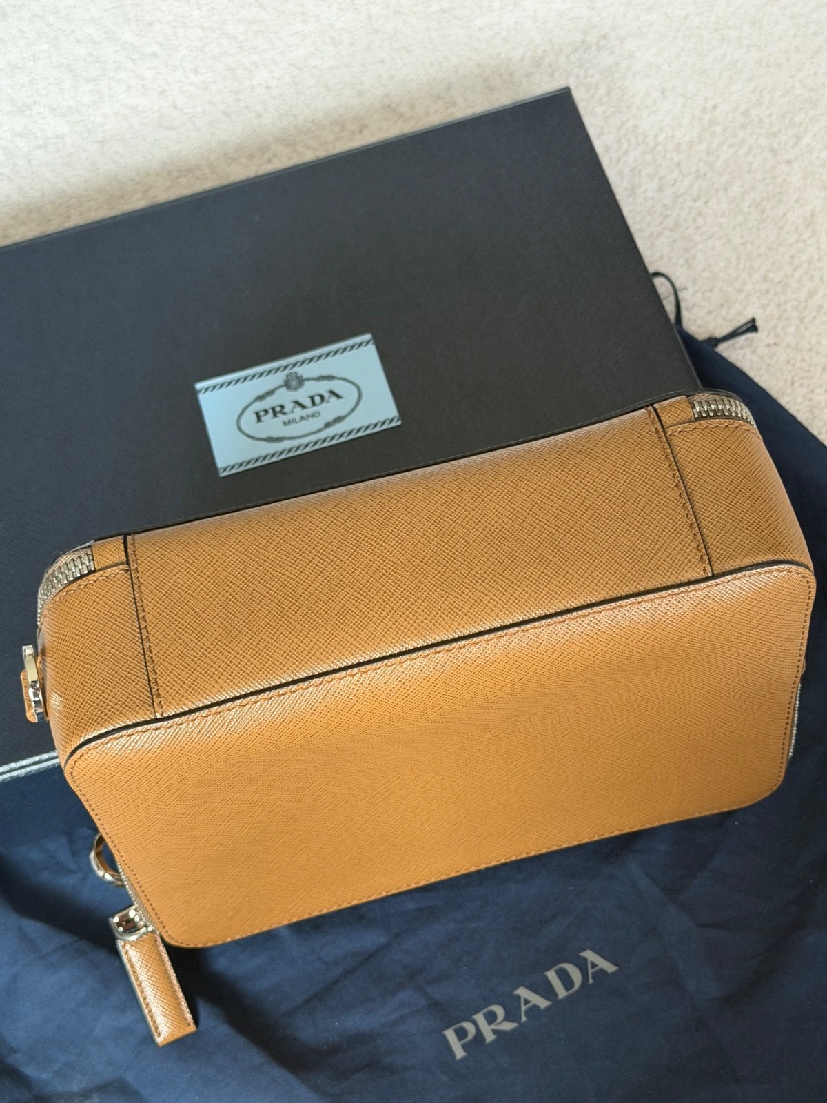 Prada Brique Saffiano Leather Brown Crossbody Bag 2VH069