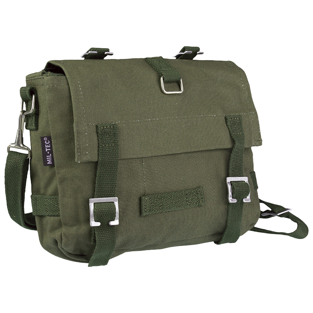 Combat Student Shoulder Pack Carry Bread Bag BW Army Style Canvas Olive OD Small