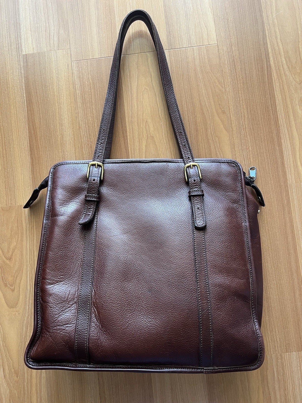 Jack Georges Brown Pebbled Leather Work Tote Laptop Bag USA Made