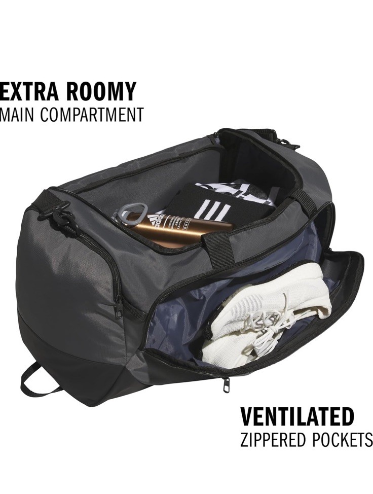 Adidas Defender 5 Medium Duffel Bag Men’s OS Dark Gray Shoulder Strap Workout
