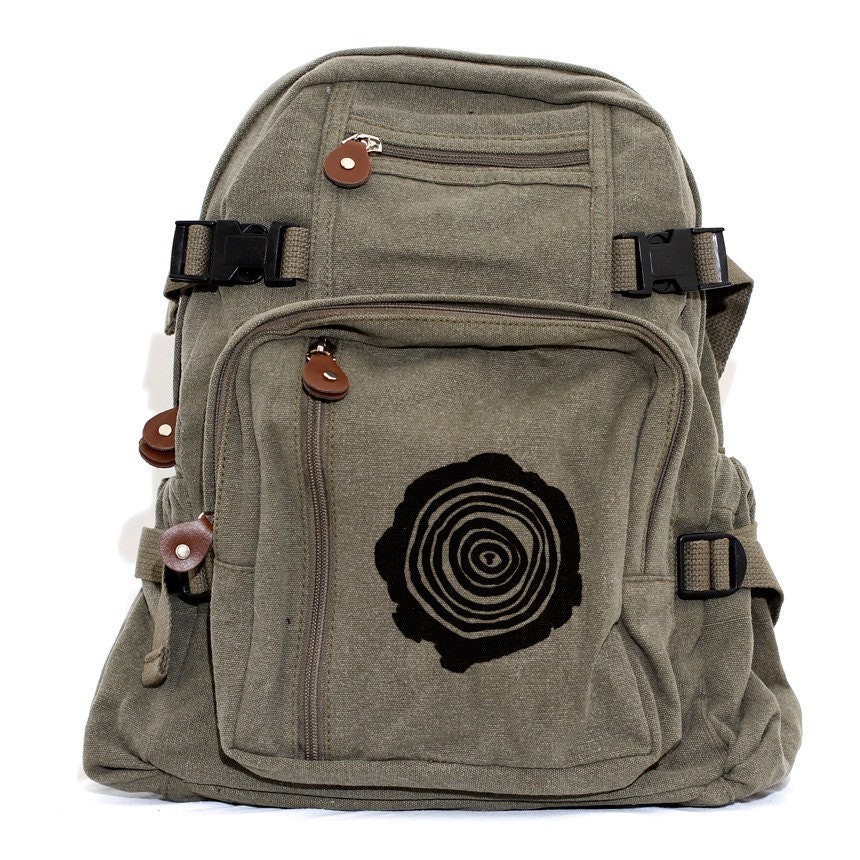 Tree Rings Canvas Backpack 13 Inch Laptop Travel Bag Free Ship US ⭐