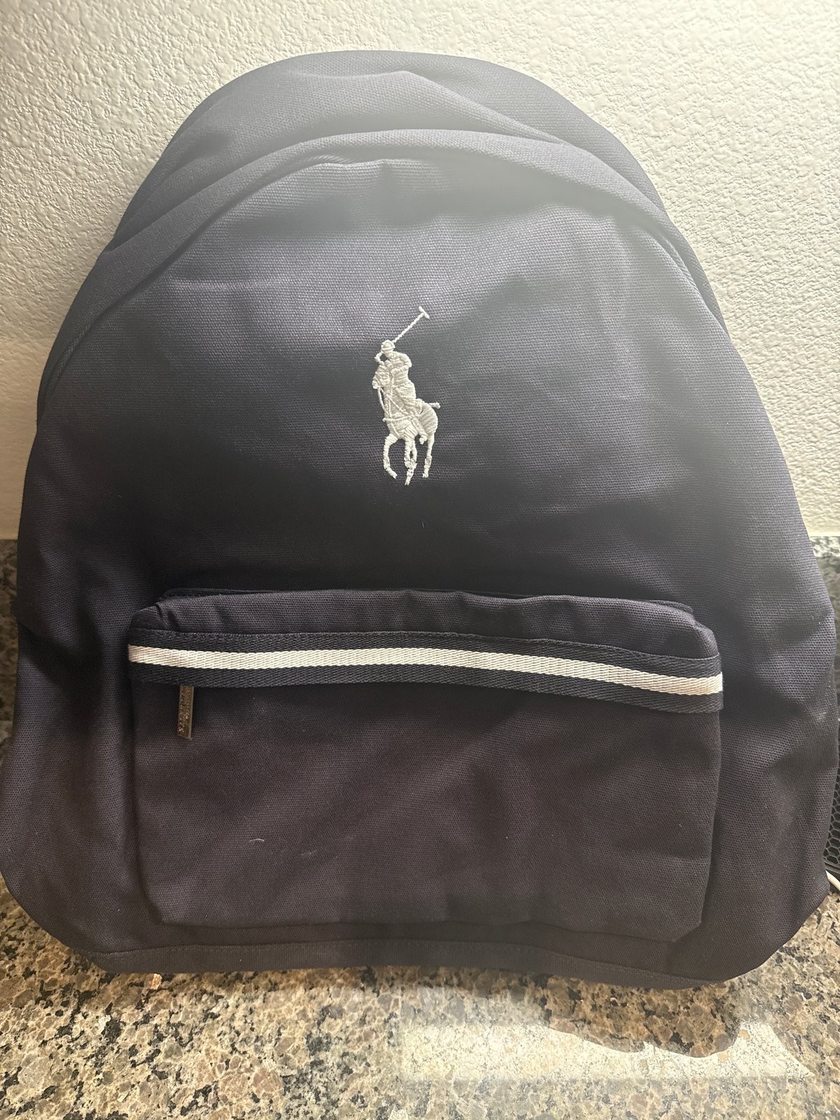Polo Ralph Lauren Navy Canvas Backpack Big Pony Logo — New