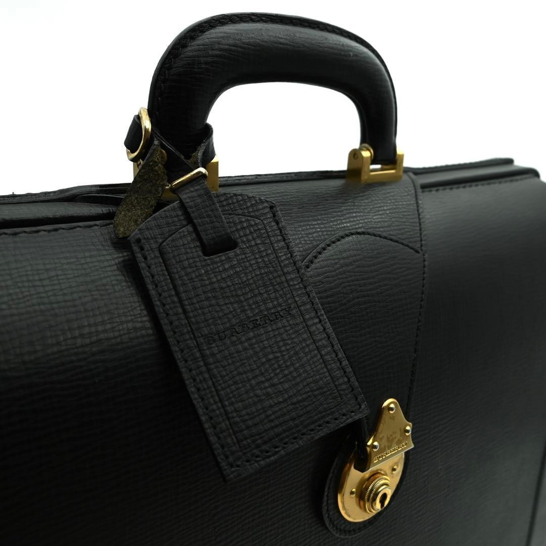 Authentic Burberry Leather Duffle Bag Men’s Business Black 30cm x 42cm x 15cm