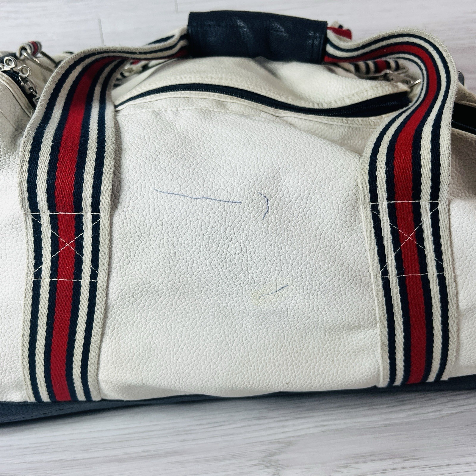 Vintage 90s FILA White Grant Hill Tennis Basketball Navy Large Duffel See Pics