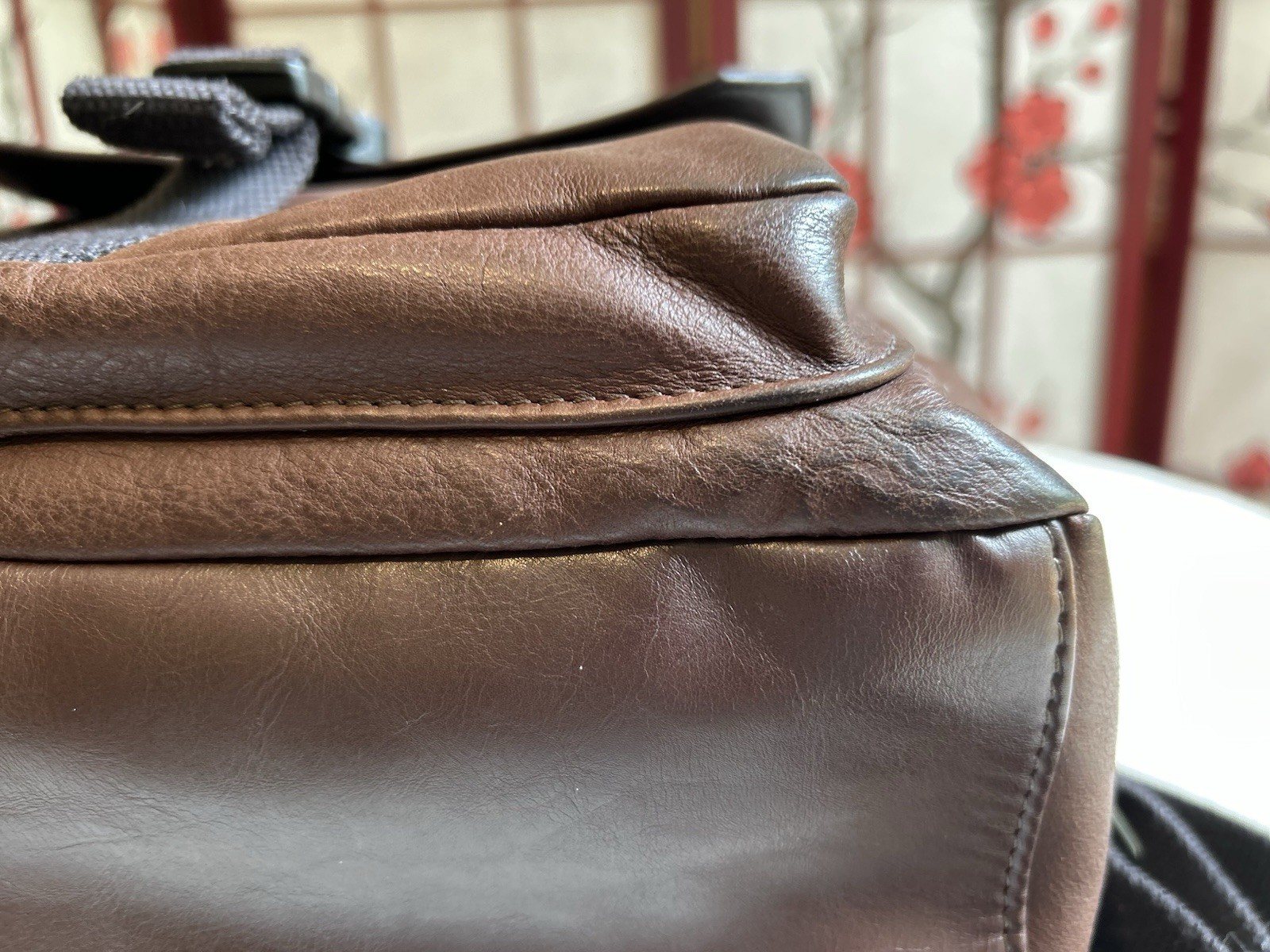 Fossil Brown Backpack Drawstring Flap Buckle Top Handle Outer Pockets Laptop