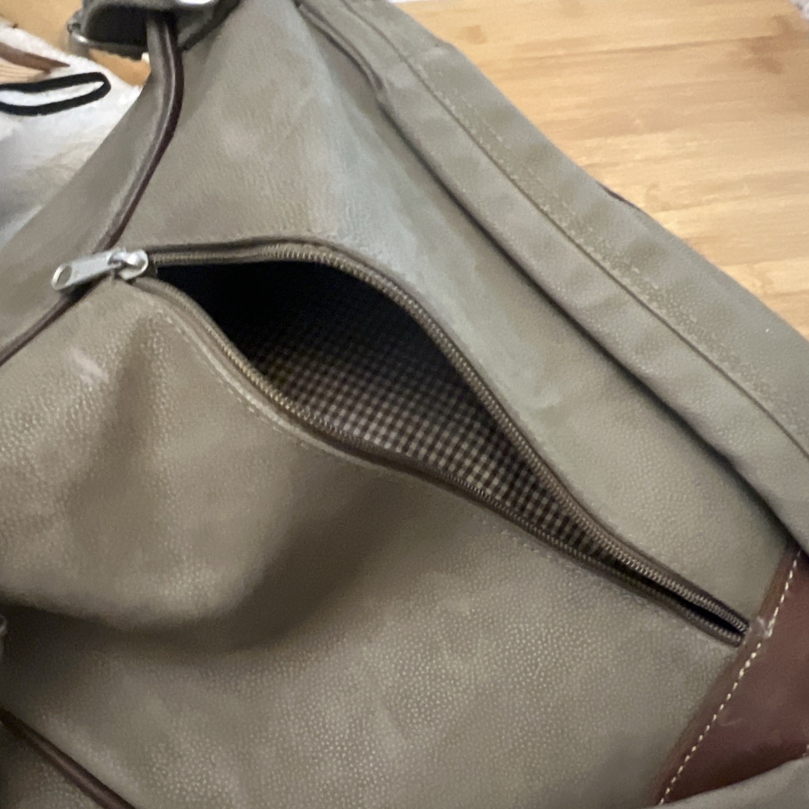 Classic Eddie Bauer vtg Leather Backpack Brown Tan Green Rucksack