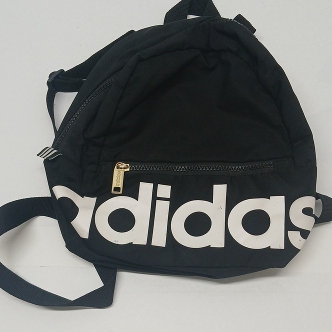 adidas Small Black/White Mini Backpack Zip Closure, Adjustable Straps, Pockets